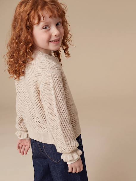 Gebreid vest met lange mouwen beige - vertbaudet enfant 