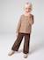 Meisjesshirt met fleece, lange mouwen rouge+vanille - vertbaudet enfant 