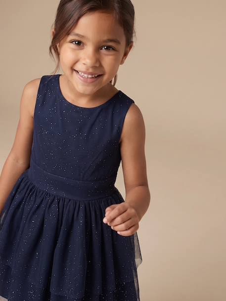 Jurk met vestje voor meisjes marineblauw - vertbaudet enfant 