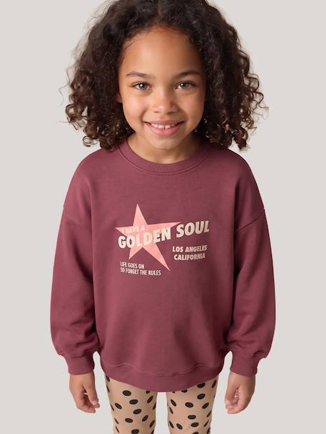 Sweatshirt en legging set meisje donkerpaars - vertbaudet enfant 