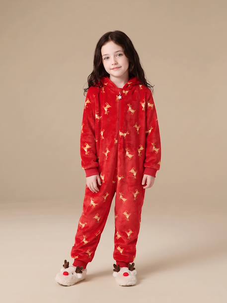 Combinaison de nuit Noël fille à capuche rouge - vertbaudet enfant 