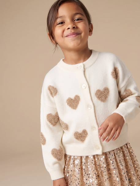 Vest met knopen meisje lange mouwen ecru - vertbaudet enfant 