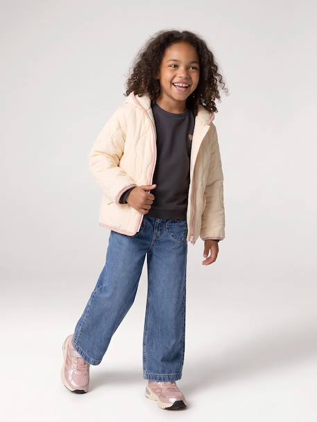 Doudoune légère fille bois de rose+vanille - vertbaudet enfant 