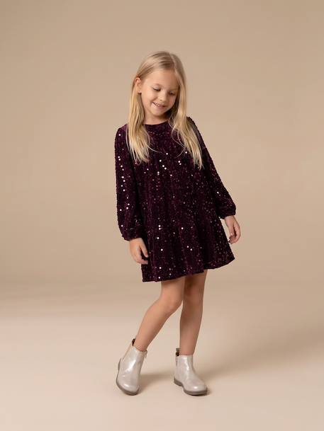 Robe fille manches longues prune - vertbaudet enfant 