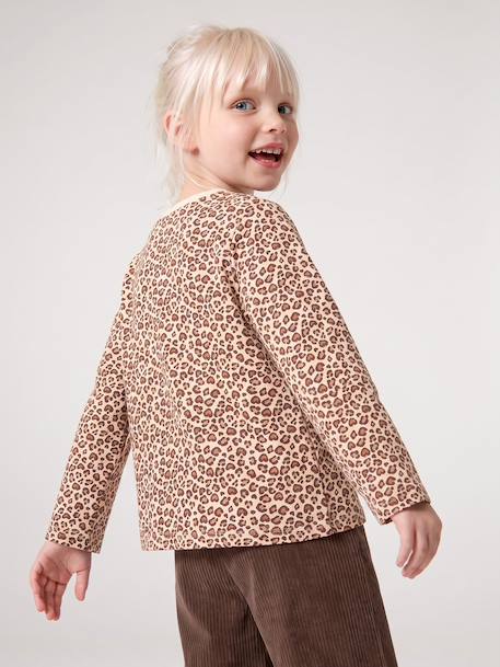 Meisjesshirt met fleece, lange mouwen rouge+vanille - vertbaudet enfant 