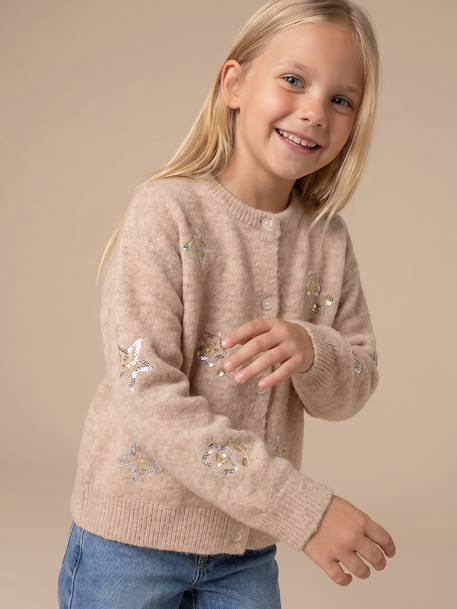 Gilet fille manches longues beige - vertbaudet enfant 