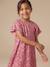 Meisjesjurk in fluweel / velours en pailletten rood+rozen+zilver - vertbaudet enfant 