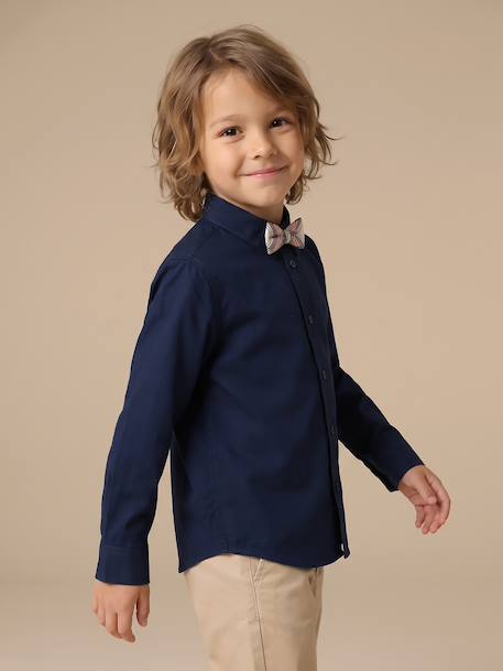 Jongensoverhemd met lange mouwen marineblauw - vertbaudet enfant 