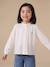 Personaliseerbare meisjesblouse van katoenen gaas chambrayblauw+ecru+goud+wit, bedrukt+zachtpaars - vertbaudet enfant 