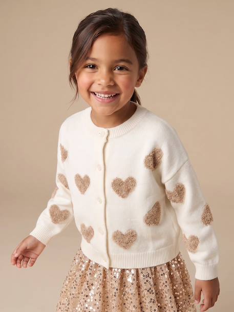 Vest met knopen meisje lange mouwen ecru - vertbaudet enfant 
