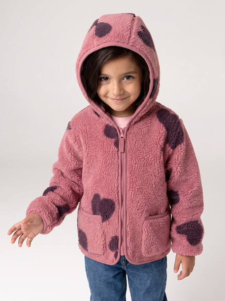 Veste fille sherpa motifs écru+mauve+vanille - vertbaudet enfant 