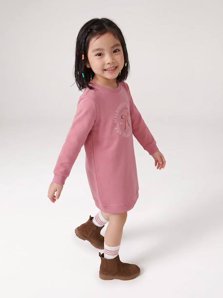 Robe en molleton fille écru+mauve+vert sauge - vertbaudet enfant 
