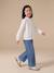 Personaliseerbare meisjesblouse van katoenen gaas chambrayblauw+ecru+goud+wit, bedrukt+zachtpaars - vertbaudet enfant 