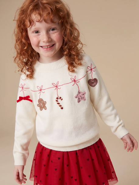 Pull de Noël fille manches longues écru - vertbaudet enfant 