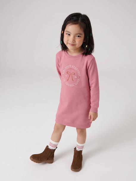 Robe en molleton fille écru+mauve+vert sauge - vertbaudet enfant 