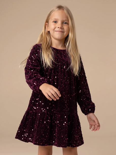 Robe fille manches longues prune - vertbaudet enfant 