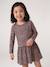 Meisjesjurk met print antraciet+beige (poederkleur)+rozen - vertbaudet enfant 