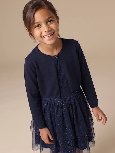 Jurk met vestje voor meisjes marineblauw - vertbaudet enfant 