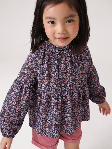 Blouse met print antraciet+vanille - vertbaudet enfant 