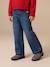 Wijde meisjesjeans met rafels aan de onderkant donkerblauw+gebleekt denim+grijs+stone - vertbaudet enfant 