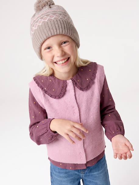 Ensemble fille tricot bonnet, snood et gants moka - vertbaudet enfant 