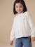 Personaliseerbare meisjesblouse van katoenen gaas chambrayblauw+ecru+goud+wit, bedrukt+zachtpaars - vertbaudet enfant 