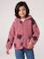 Sherpa vest met capuchon en bloemenprint voor meisjes ecru+vanille+zachtpaars - vertbaudet enfant 