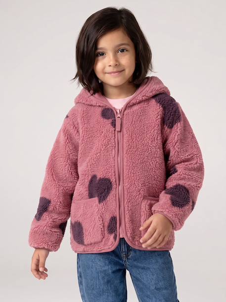 Veste fille sherpa motifs écru+mauve+vanille - vertbaudet enfant 