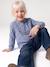 Personaliseerbare meisjesblouse van katoenen gaas chambrayblauw+ecru+goud+wit, bedrukt+zachtpaars - vertbaudet enfant 