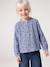 Personaliseerbare meisjesblouse van katoenen gaas chambrayblauw+ecru+goud+wit, bedrukt+zachtpaars - vertbaudet enfant 