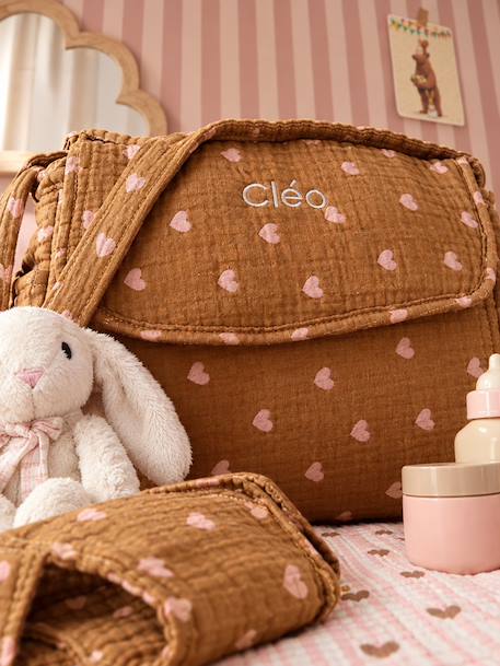 Personaliseerbare luiertas en toebehoren in hout FSC® PETITES FLEURS karamel - vertbaudet enfant 