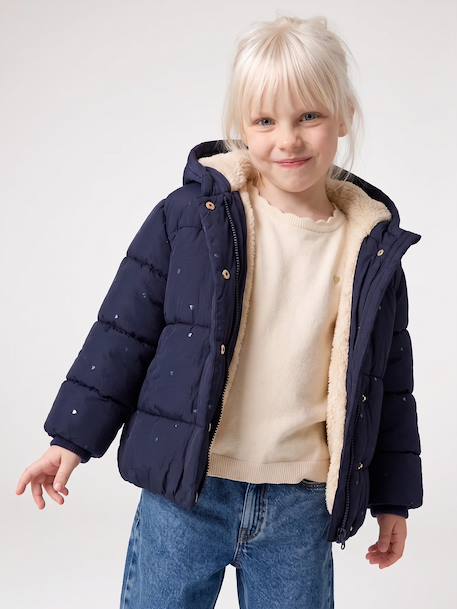 Doudoune à capuche fille bleu+marine - vertbaudet enfant 