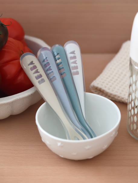 Lot de 4 cuillères 1er âge Soft sans BPA bleu/gris/ocre+BLUE/ EUCALYPTUS/ PINK/ MIST+vert sauge - vertbaudet enfant 