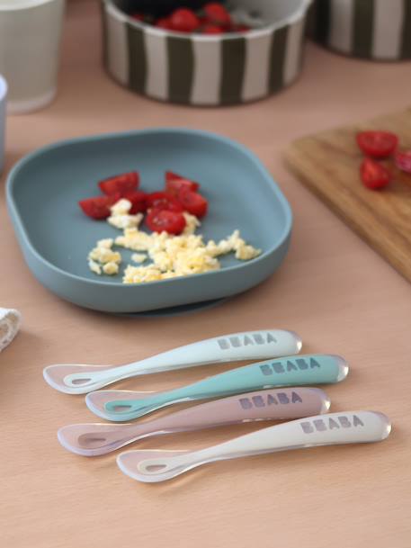Lot de 4 cuillères 1er âge Soft bleu/gris/ocre+BLUE/ EUCALYPTUS/ PINK/ MIST+vert sauge - vertbaudet enfant 