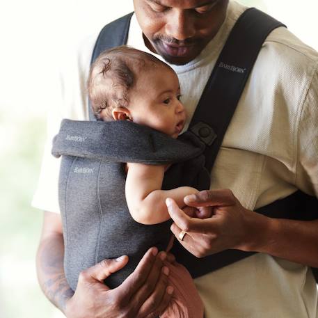 Porte-bébé Mini Jersey 3D BabyBjörn beige+GRIS CHARBON - vertbaudet enfant 