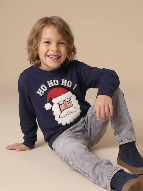 Jongensshirt met lange mouwen kerst marineblauw - vertbaudet enfant 