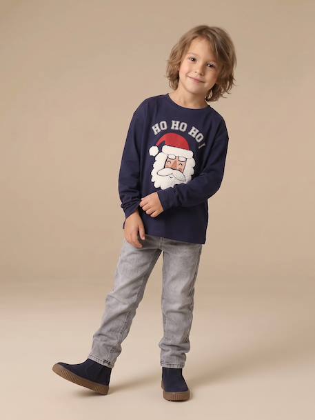 Jongensshirt met lange mouwen kerst marineblauw - vertbaudet enfant 