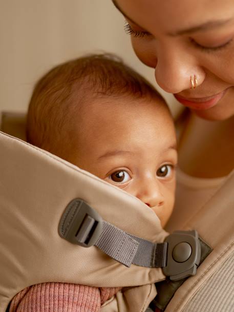 Porte-bébé Mini tissé BABYBJÖRN beige+noir - vertbaudet enfant 