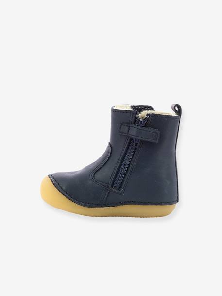 Boots fourrées cuir bébé garçon Socool Cho 1ers pas marine - vertbaudet enfant 