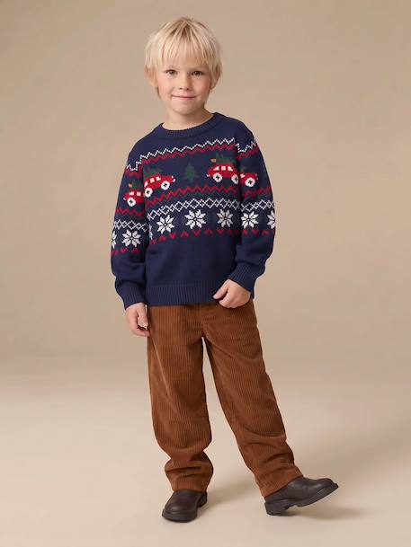 Pantalon large garçon cappuccino+lichen - vertbaudet enfant 