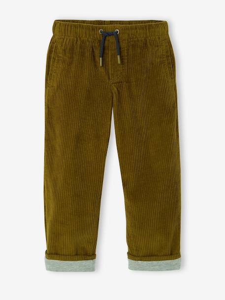 Wijde ribfluwelen broek jongen cappuccino+korstmos - vertbaudet enfant 