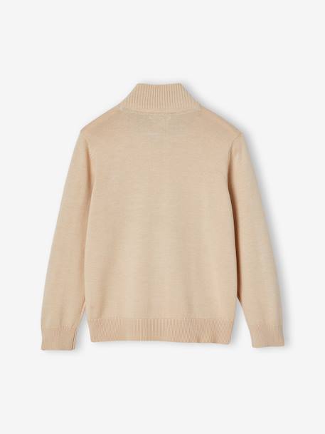 jongensvest met ritssluiting en opstaande kraag Blauw chiné+Ecru geschineerd - BROSS B 029+gemêleerd groen - vertbaudet enfant 