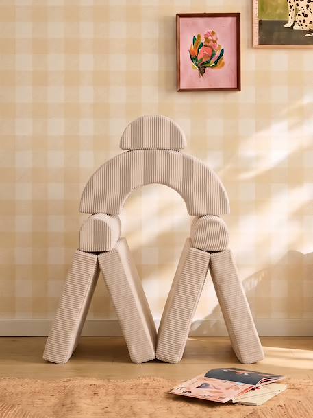 Modulaire schuimrubberen zetel beige+groen+rozen - vertbaudet enfant 