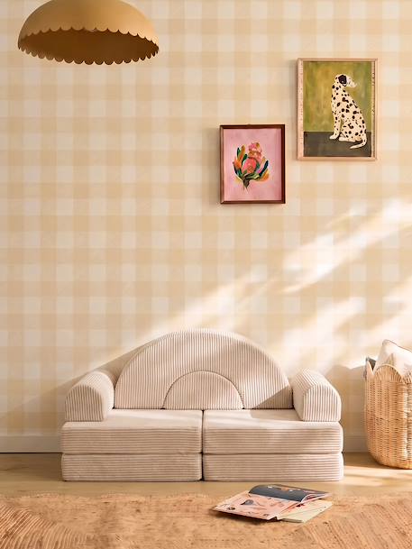 Modulaire schuimrubberen zetel beige+groen+rozen - vertbaudet enfant 