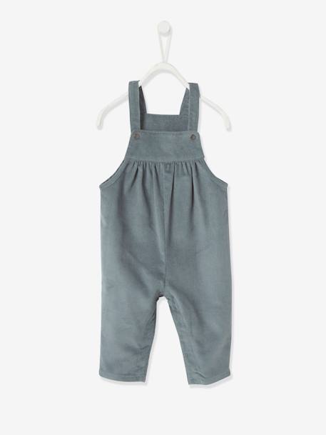 Ensemble blouse et salopette velours bébé fille bleu céleste - vertbaudet enfant 