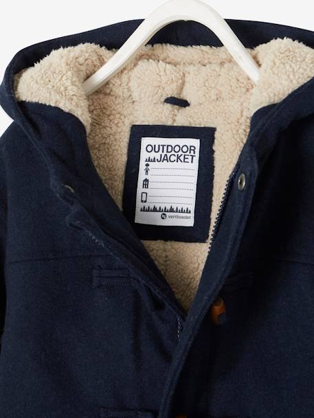Duffle-coat garçon en drap de laine doublé sherpa encre - vertbaudet enfant 