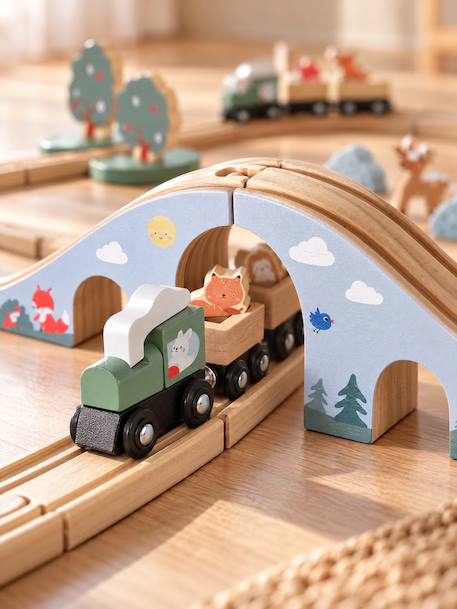 Circuit de train 55 pièces en bois FSC® bois - vertbaudet enfant 