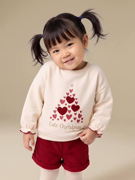 Ensemble Noël bébé fille sweat short collants rouge - vertbaudet enfant 