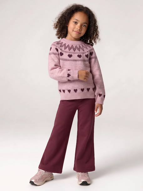 Legging fille large doublé maille polaire marine+prune - vertbaudet enfant 