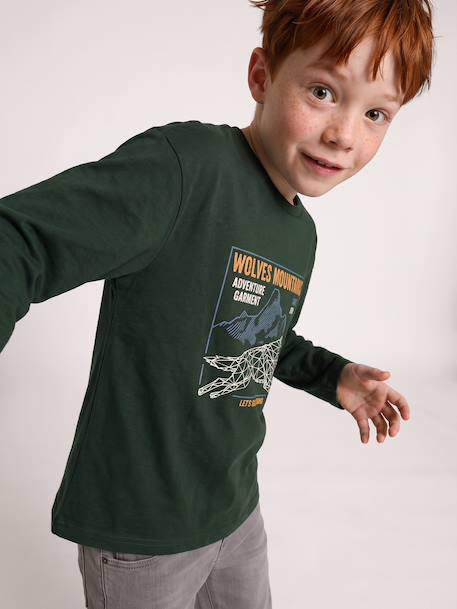 Jongensshirt met lange mouwen groen+marineblauw - vertbaudet enfant 